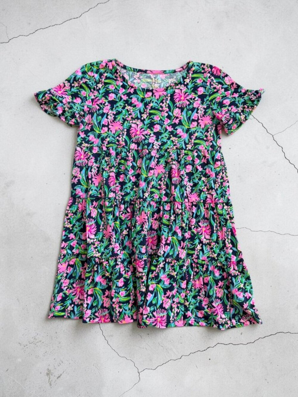 LILLY PULITZER Floral Blue Pink Dress Size Small (4-5)